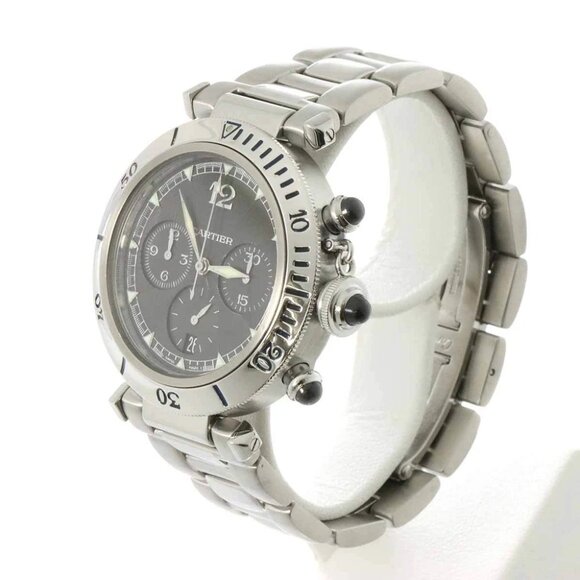 Cartier Pasha 38mm W31030H3 Chronograph Date Automatic Silver Dial 90269467 - Picture 7 of 7